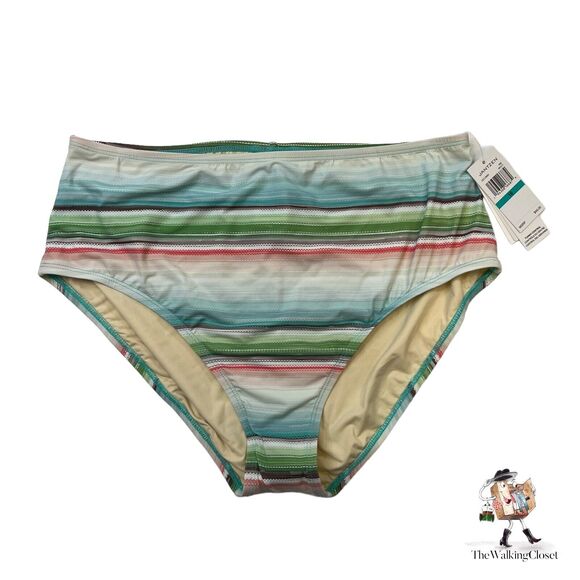 Jantzen Bikini Bottom 16 Stripe On The Horizon Comfort Tummy Control High Rise - Picture 1 of 12